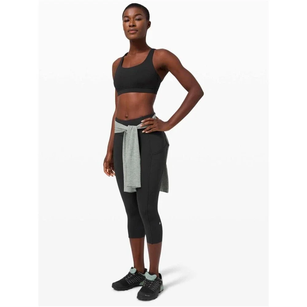 Lululemon Fast & Free Crop Leggings Size 4 US Black Nulux Running 19” Inseam